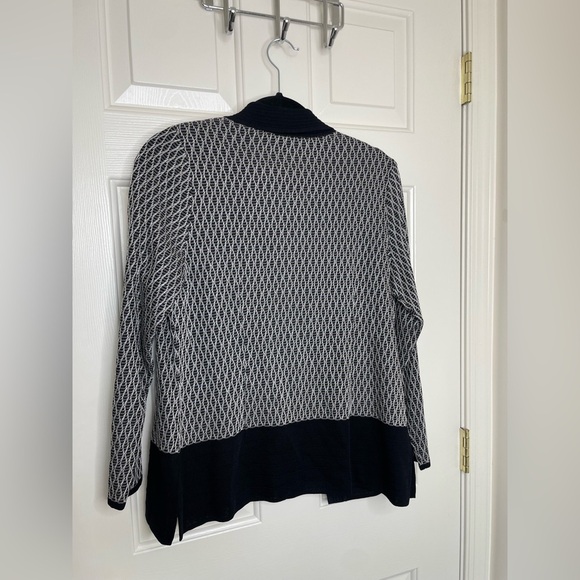 Exclusively Misook Black & White Textured Knit Open Front Cardigan Jacket NWT S - Picture 6 of 9